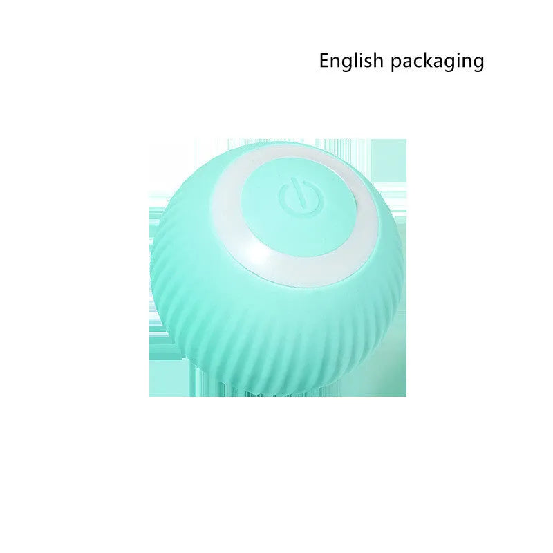 Green automatic rotating ball cat toy with 43mm diameter for claw control and intelligent obstacle avoidance