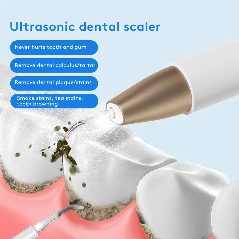 Gold ultrasonic tooth cleaner and tartar remover device for oral care