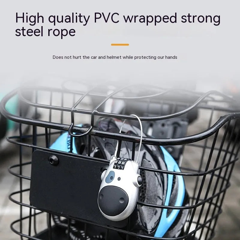 Retractable cow lock with ABS plastic body and 1-metre chain for helmet security