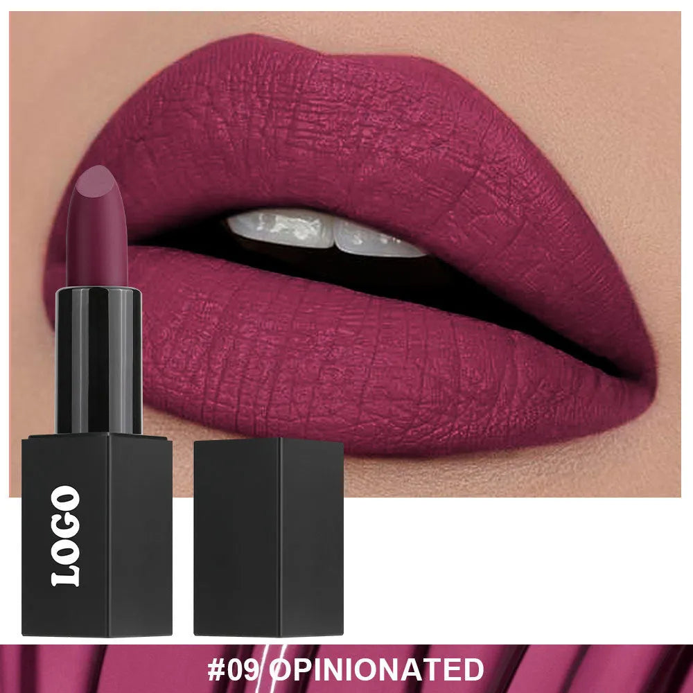 Beauty Does Not Fade matte finish lipstick in one of 24 colours with waterproof anti-discoloration formula.