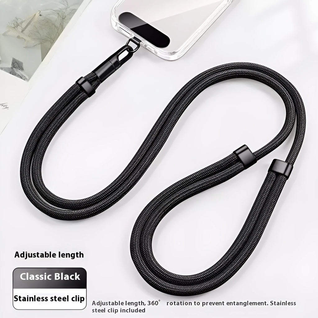 Adjustable short polyester mobile phone lanyard with anti-theft clip in nine colours
