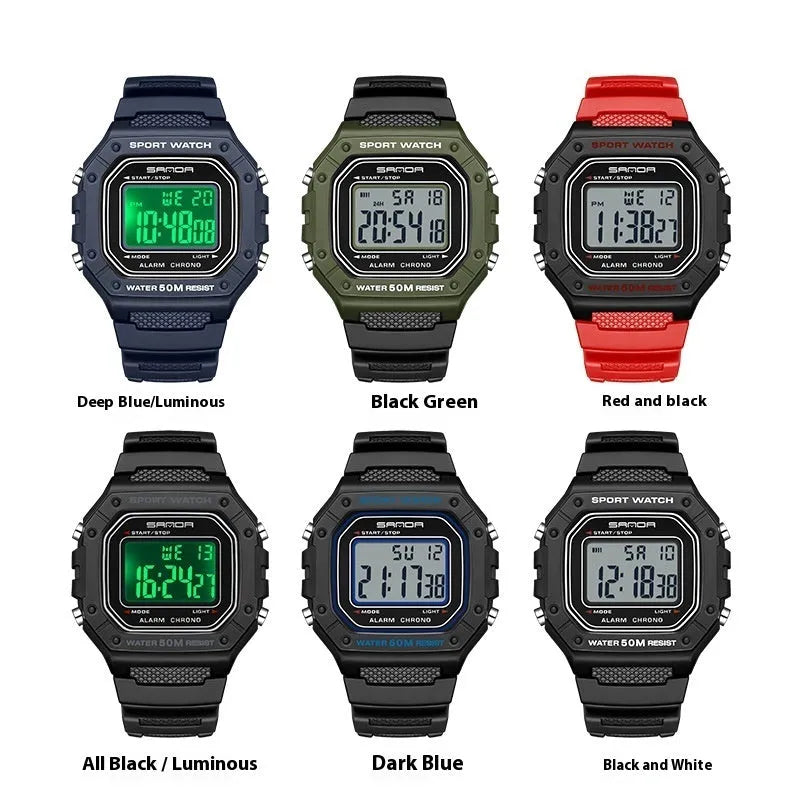 Youth electronic waterproof watch for swimming with alarm clock in multiple colour options
