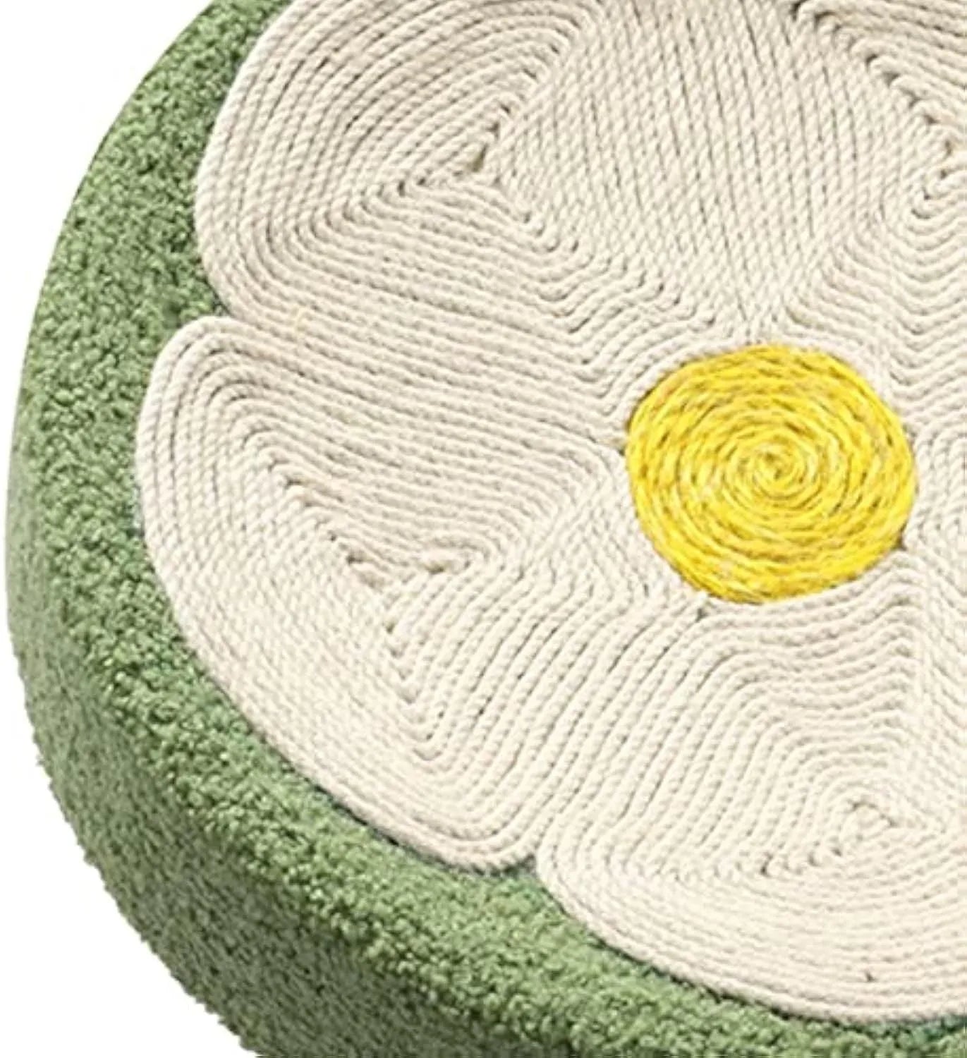 Green round sisal cat scratcher bowl lounge bed for kittens.