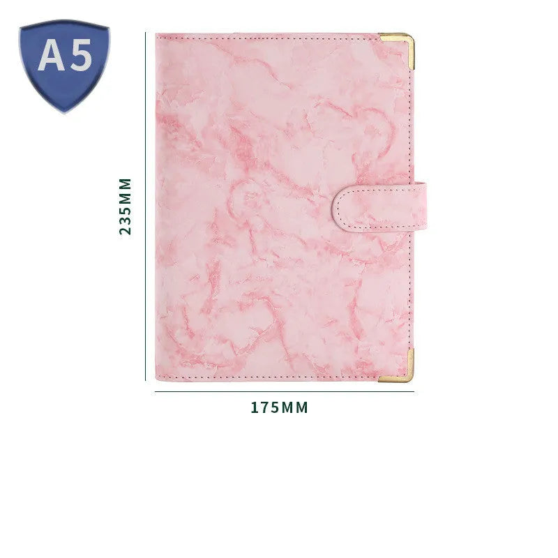 Removable notepad with marble pattern PU cover in A5 size, grey colour, 100 sheets of 80G Dowling paper