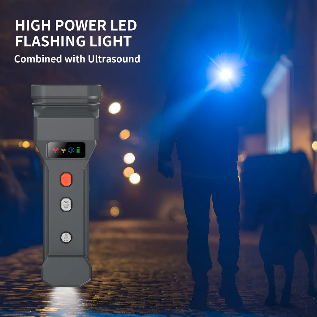 Portable three-head ultrasound bark stopper for dog training with plastic body and data cable