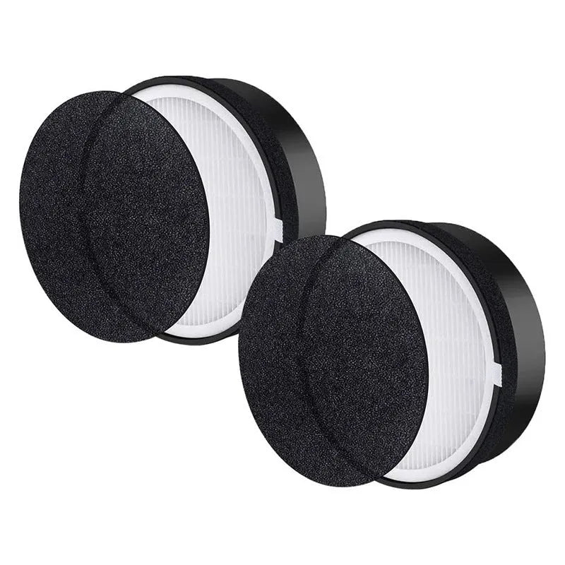 Levoit LV-H132 air purifier replacement filter set with white HEPA screen and grey activated carbon layer.