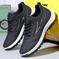 Waterproof leisure sports shoes with artificial PU upper and soft sole in black and grey colour