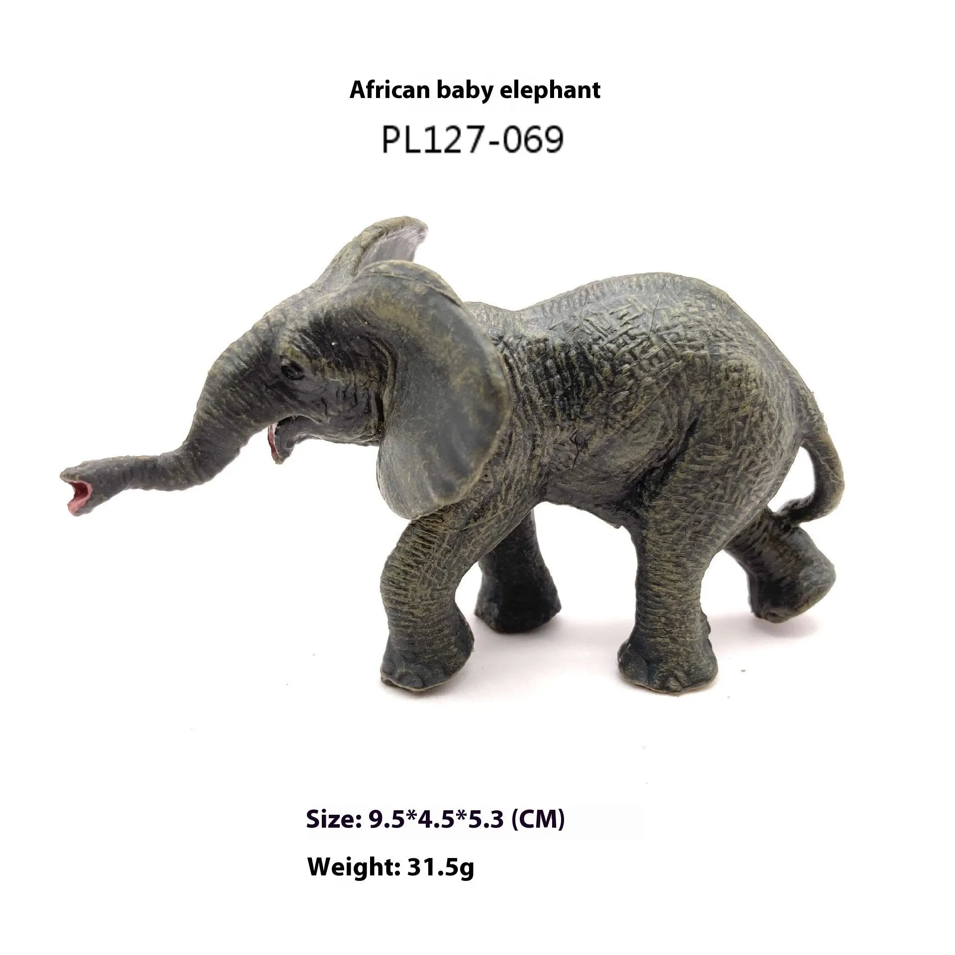 Solid PVC wildlife model replica elephant toy for children, African Elephant variant