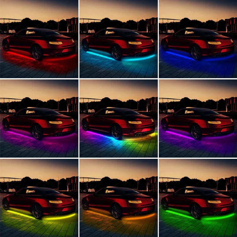 Bluetooth APP controlled magic colour streamer car chassis lights with silicone housing for universal vehicle fit