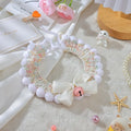 Handmade woven wool cat collar with embroidered cartoon British Shorthair in three colour options