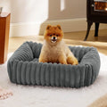 Soft faux fur pet bed for dogs and cats with removable cover in beige colour