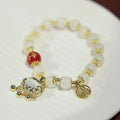 Women's Chinese-style coloured glaze bracelet with fugui safety lock and windmill glass charms