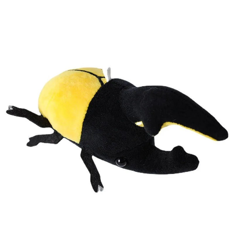 Small black plush Beetle Doll pendant shaped like a Japanese rhinoceros beetle, 10cm tall.