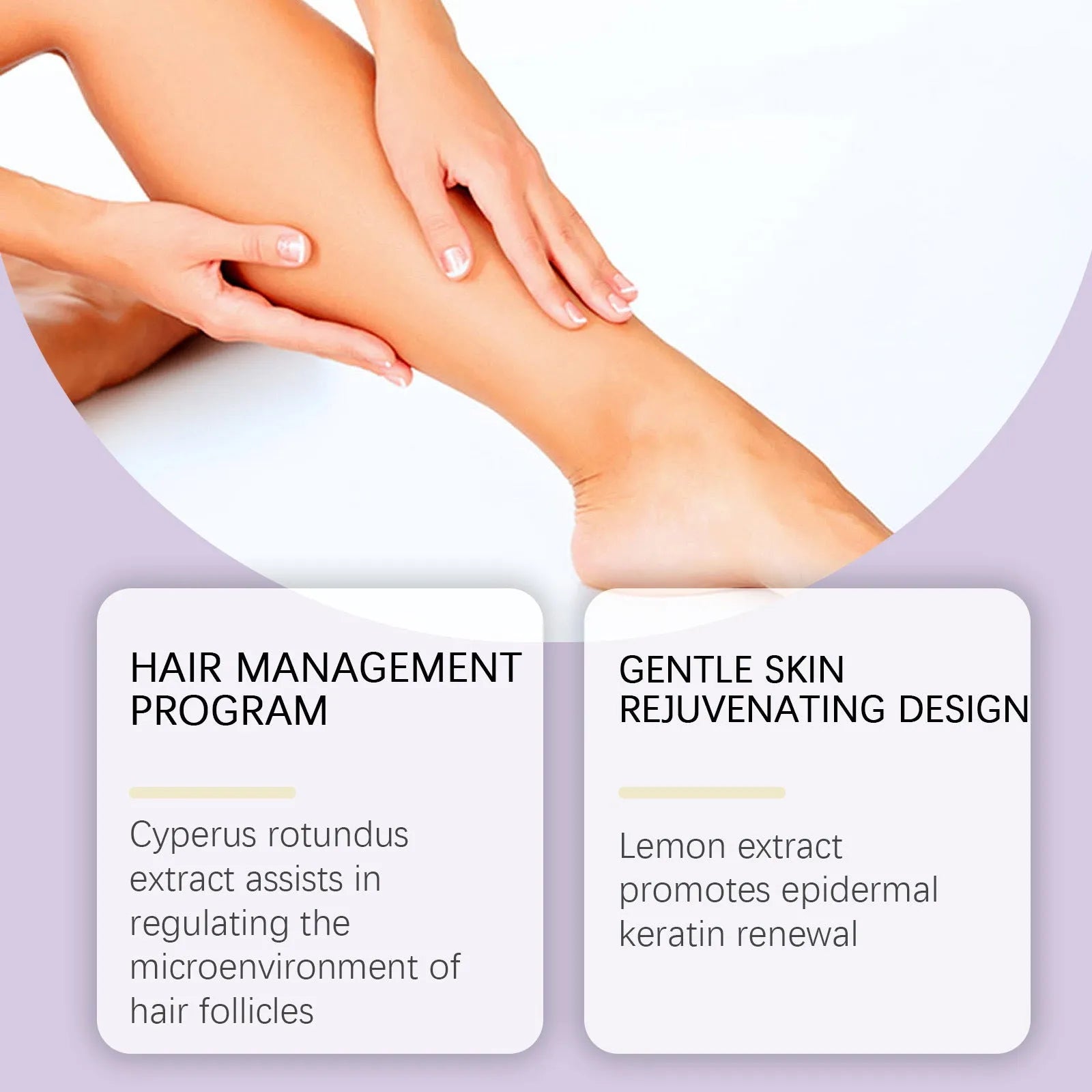 60ml bottle of hair removal essential oil softening treatment with botanical extracts