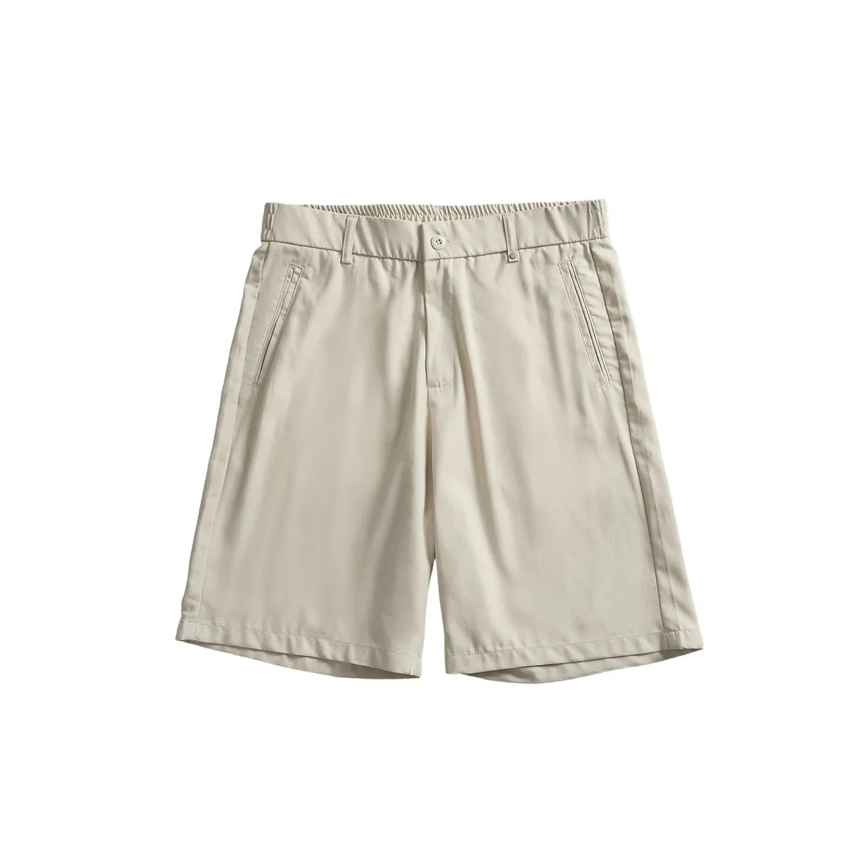 Men's lyocell cotton blend casual shorts in apricot colour with loose fit and elastic waistband for summer wear