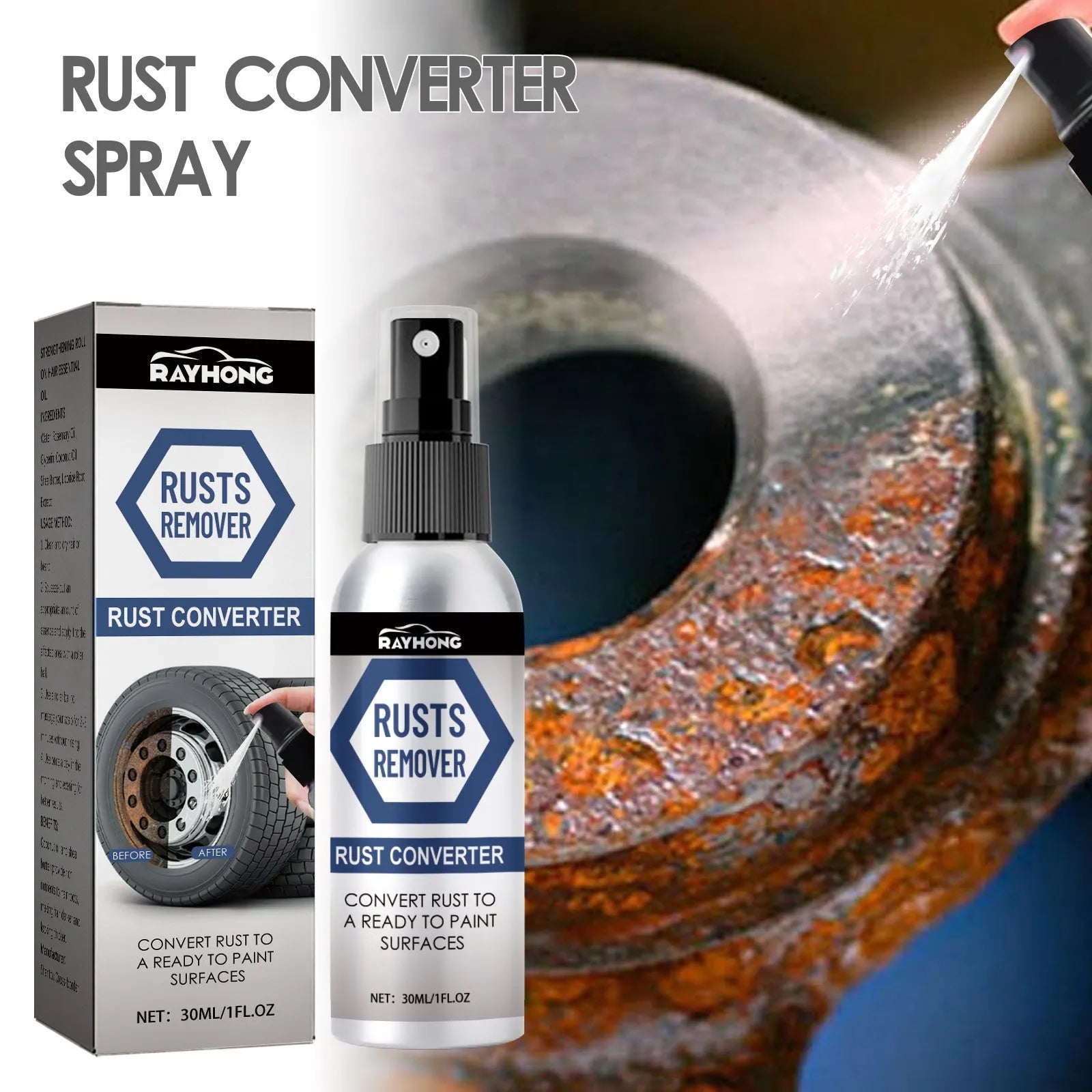 30ml anti rust conversion agent spray bottle for automobile hub rust treatment