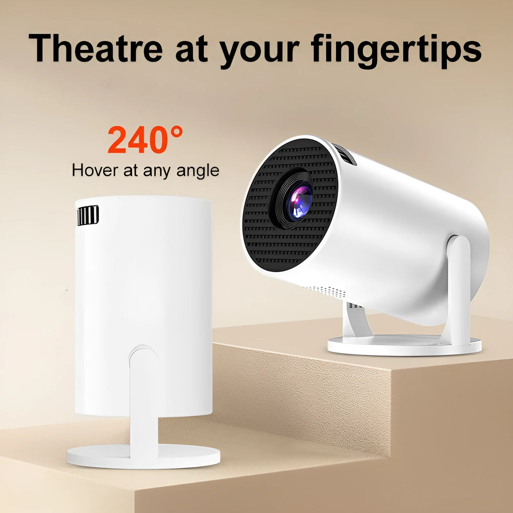 White portable mini wireless projector for home HD viewing.