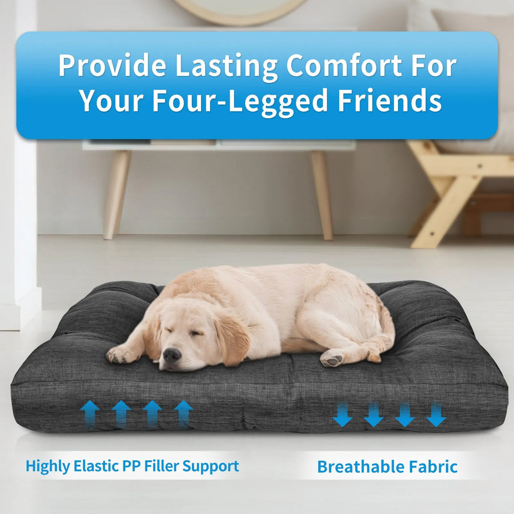 Thick gray polyester kennel nest dog bed for large dogs, 98x77x12cm, on floor