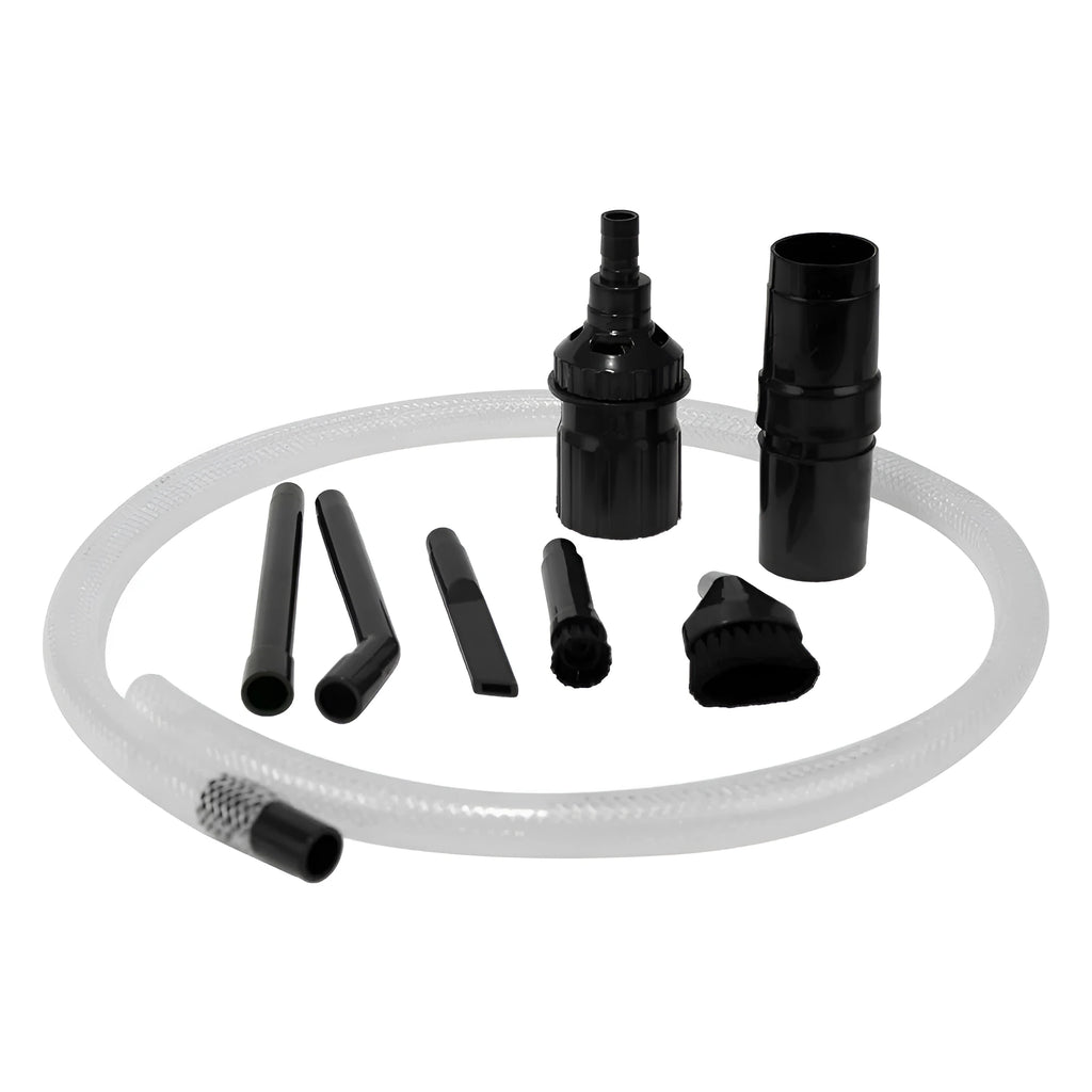 Eight-piece vacuum cleaner nozzle and accessory set for multi-surface cleaning