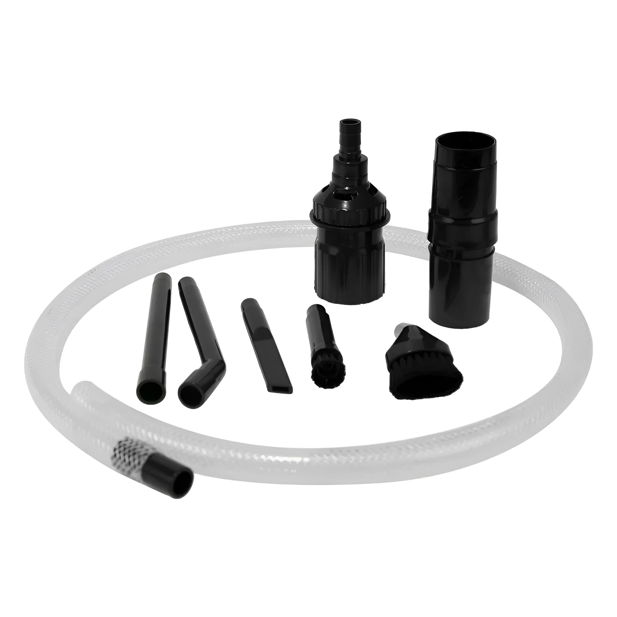 Eight-piece vacuum cleaner nozzle and accessory set for multi-surface cleaning