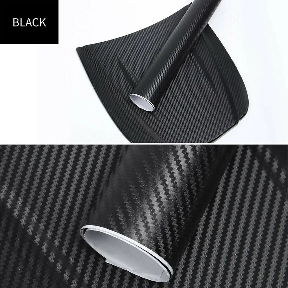 Roll of carbon fibre sticker for car decoration in various colours showing 3D texture