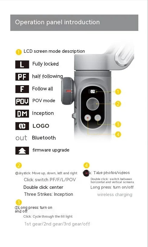 Silver grey three-axis smartphone gimbal stabiliser with extended arms and Bluetooth remote control
