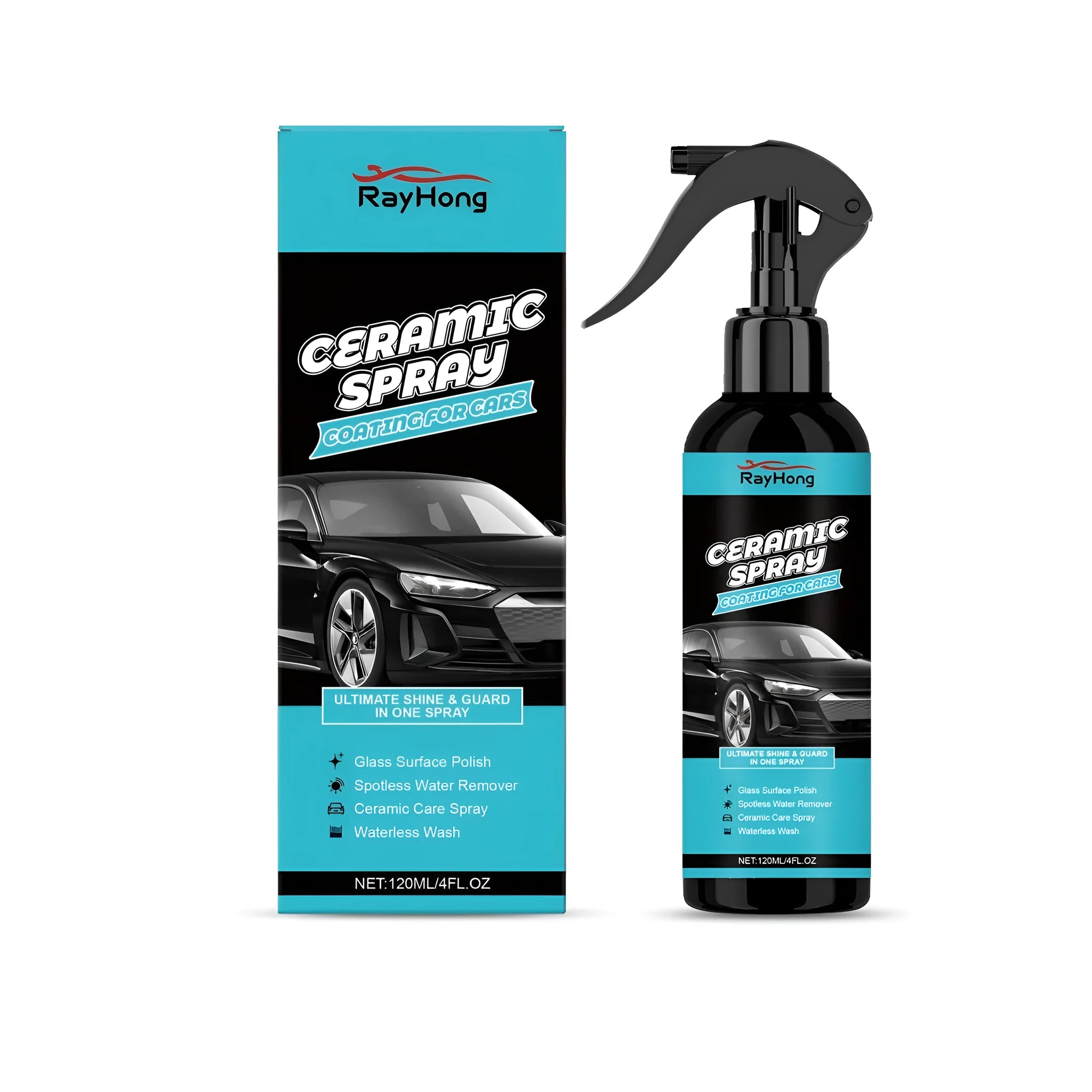 120ml spray bottle of PTFE ceramic coating for automobile paint protection.