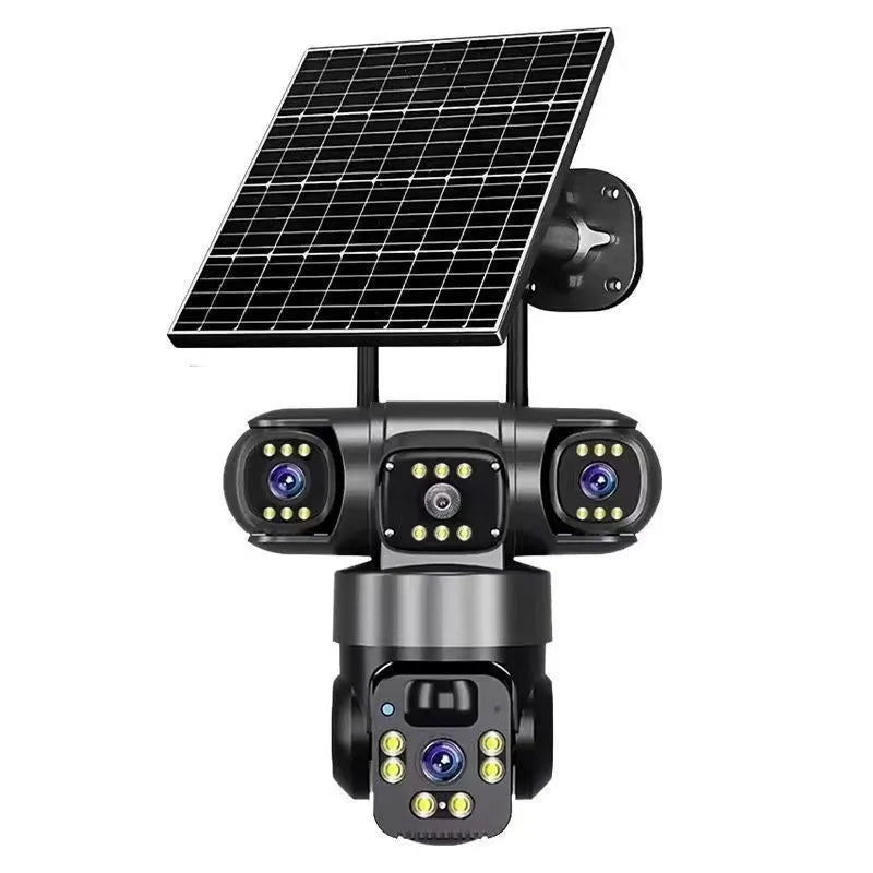 Solar surveillance camera with full colour night vision, ABS housing, 355-degree rotation