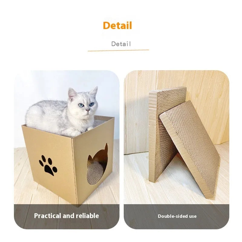 30cm corrugated paper vertical cat scratch board with pet milk carton design and box house accessory