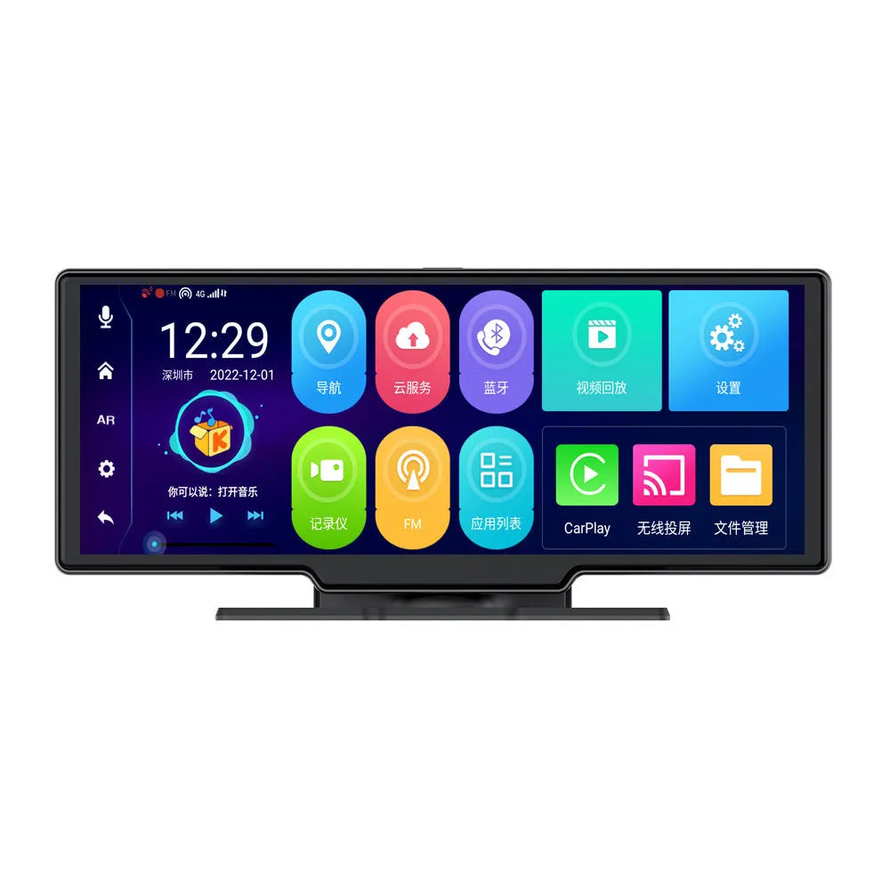 10-inch touchscreen dashboard driving recorder with GPS navigation and dual camera recording