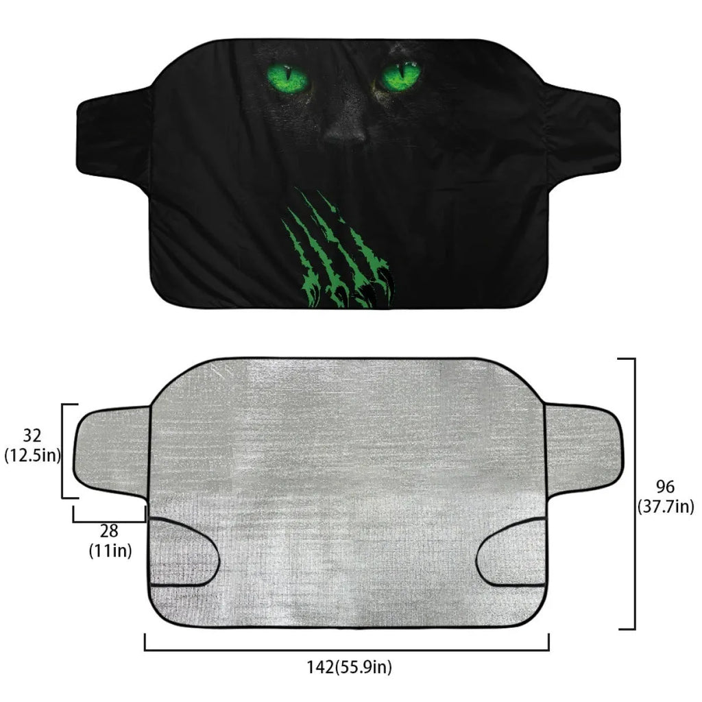 Car snow protection front gear cover in 130x70cm size with aluminum fabric and lanyard installation system