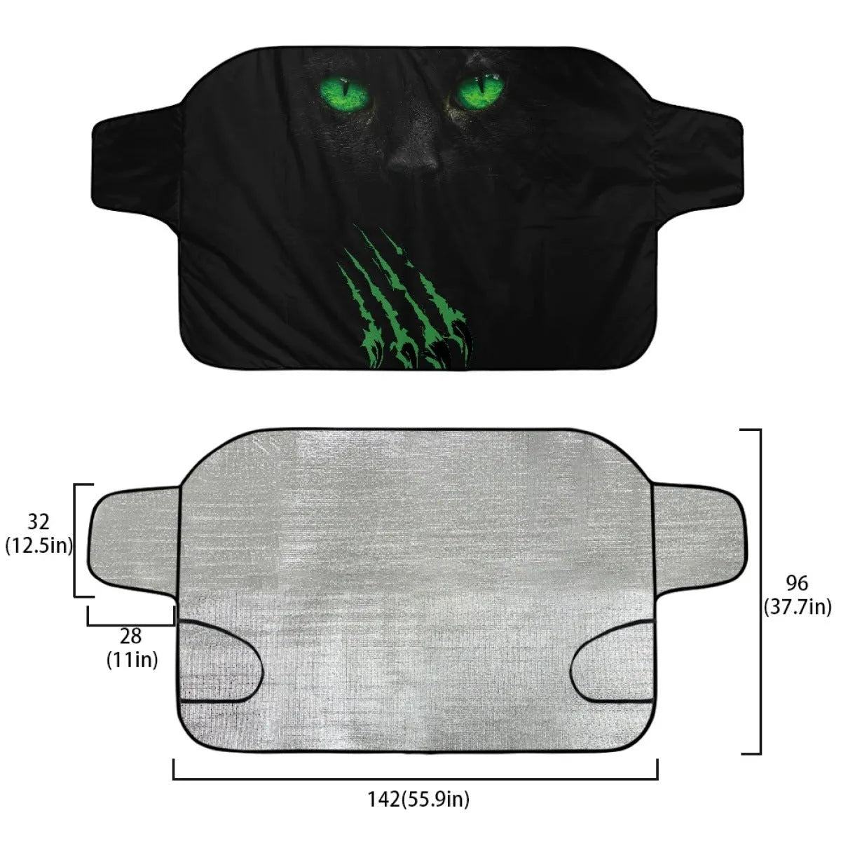 Car snow protection front gear cover in 130x70cm size with aluminum fabric and lanyard installation system