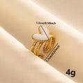 304 stainless steel heart-shaped drip open ring with polished finish, unisex geometric style