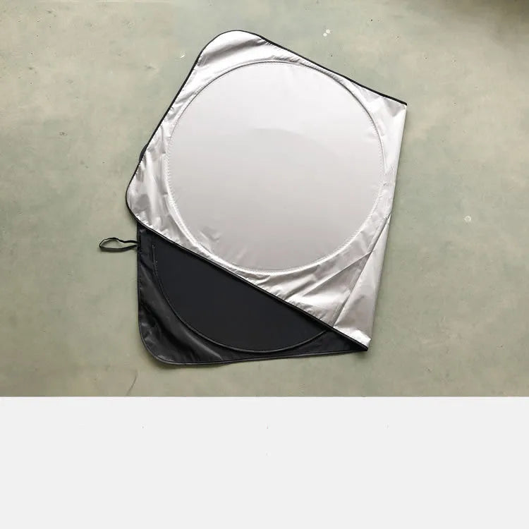 Silver tape car sunshade measuring 190x90cm with storage bag for universal vehicle fit