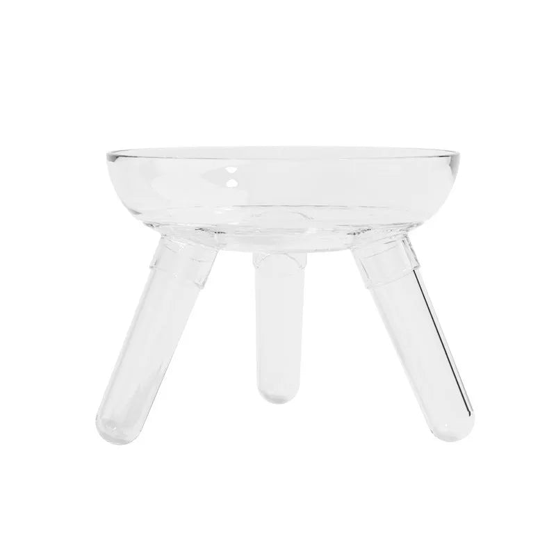 Transparent anti-knock triangle pet feeding bowl 18.2cm diameter PC material for cats and dogs