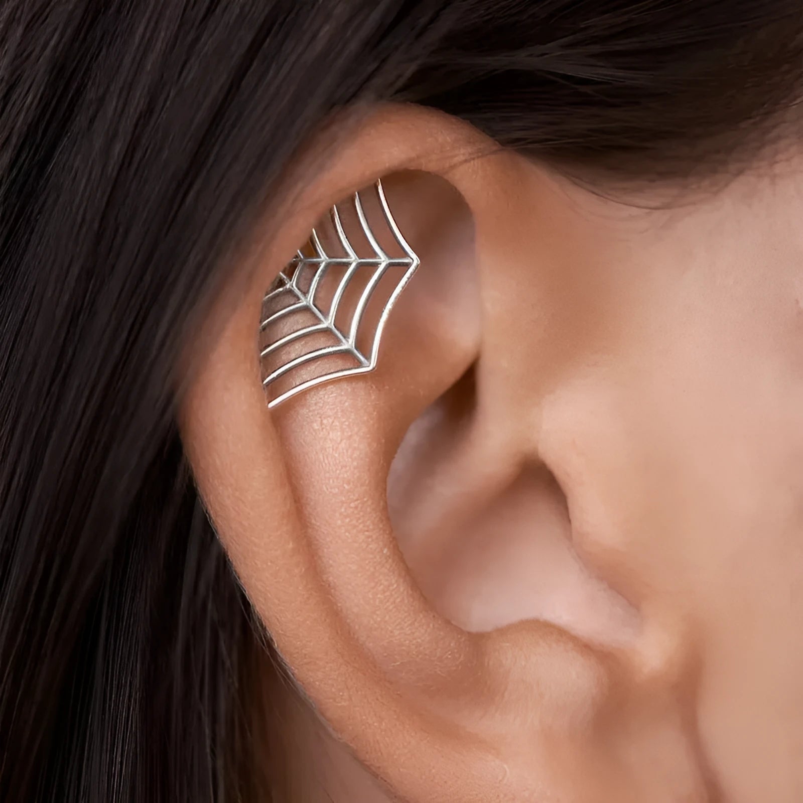 Spider web geometric mesh design stud earrings in gold and silver electroplated finishes