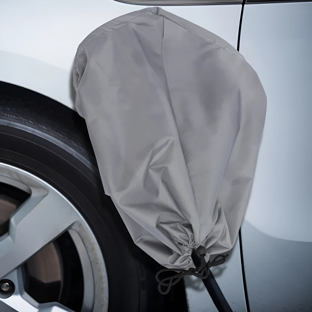 Waterproof cover for new energy vehicle charging in grey colour with drawstring closure