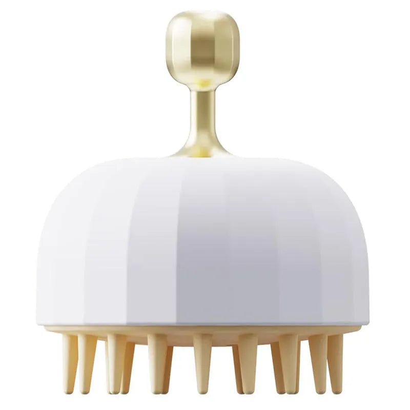 Green double-sided silicone pet bath massage brush with drain holes on a white background.