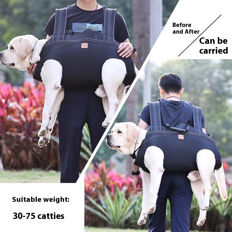 Black Oxford cloth dog backpack in XL, 2XL, 3XL sizes for medium large dogs