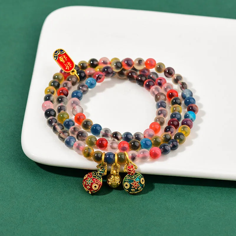 Dzogchen half pond agate bracelet with sugar heart fragrant gray glaze and swallowing gold beast charm