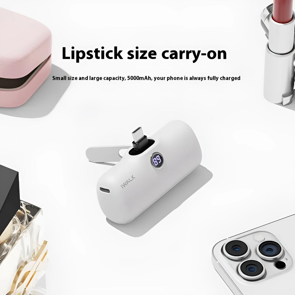 Capsule power bank 20W PD fast charging 5000mAh with built-in bracket in black