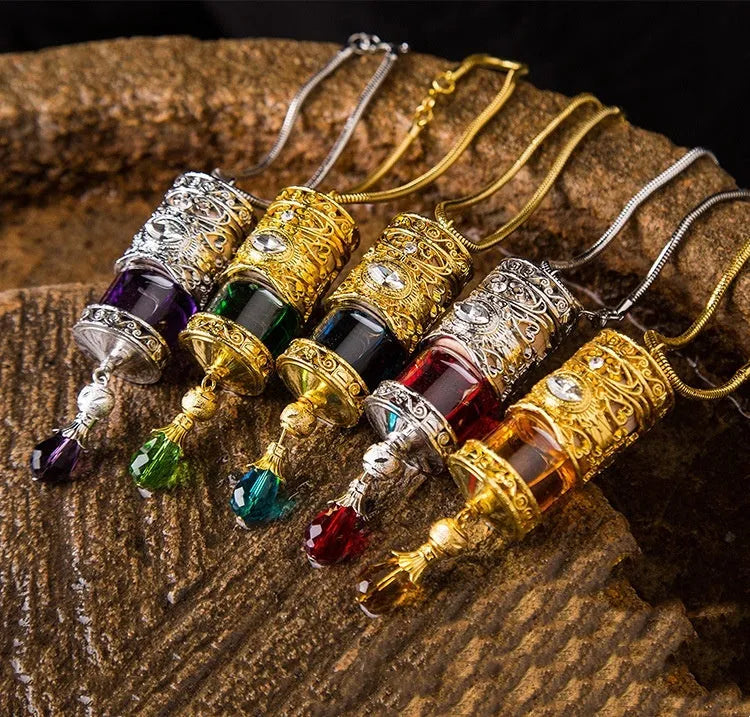Alloy car suspension hanging pendant with aromatherapy beads, golden magic colour option, on rearview mirror