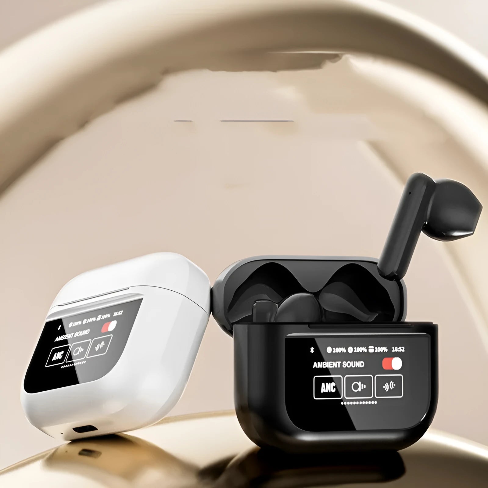 Full-colour touch screen Bluetooth headset with LCD display and ear hook design in YX28 black colour option