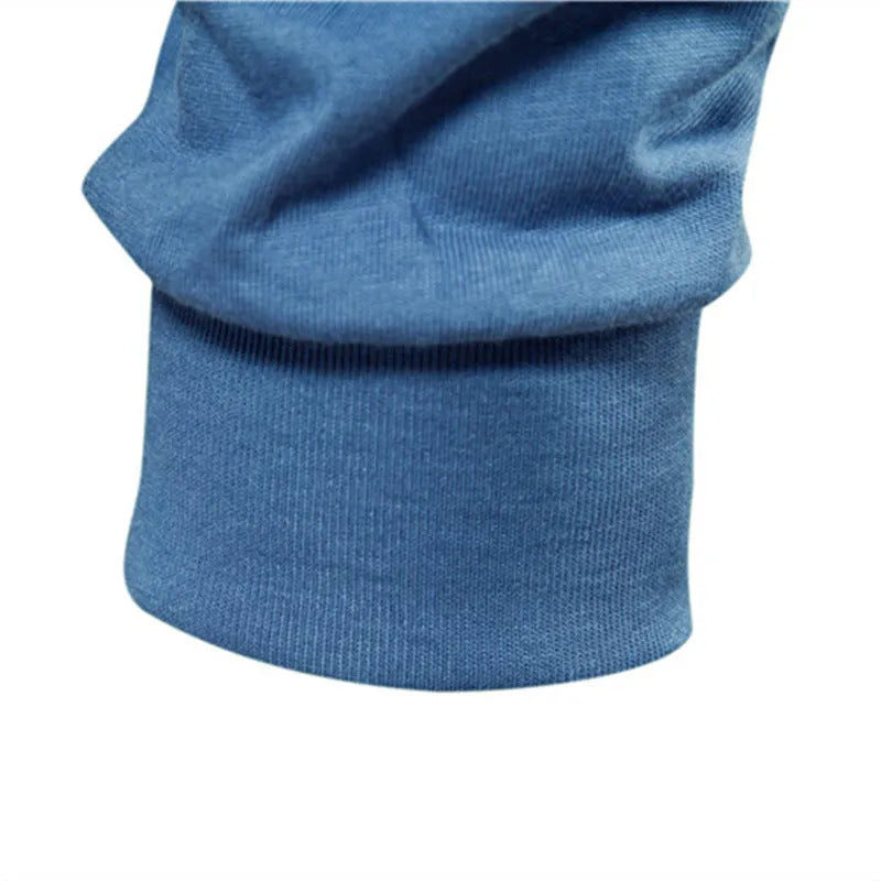 Men's solid colour long-sleeved cotton pullover top in khaki, loose fit, high street casual style