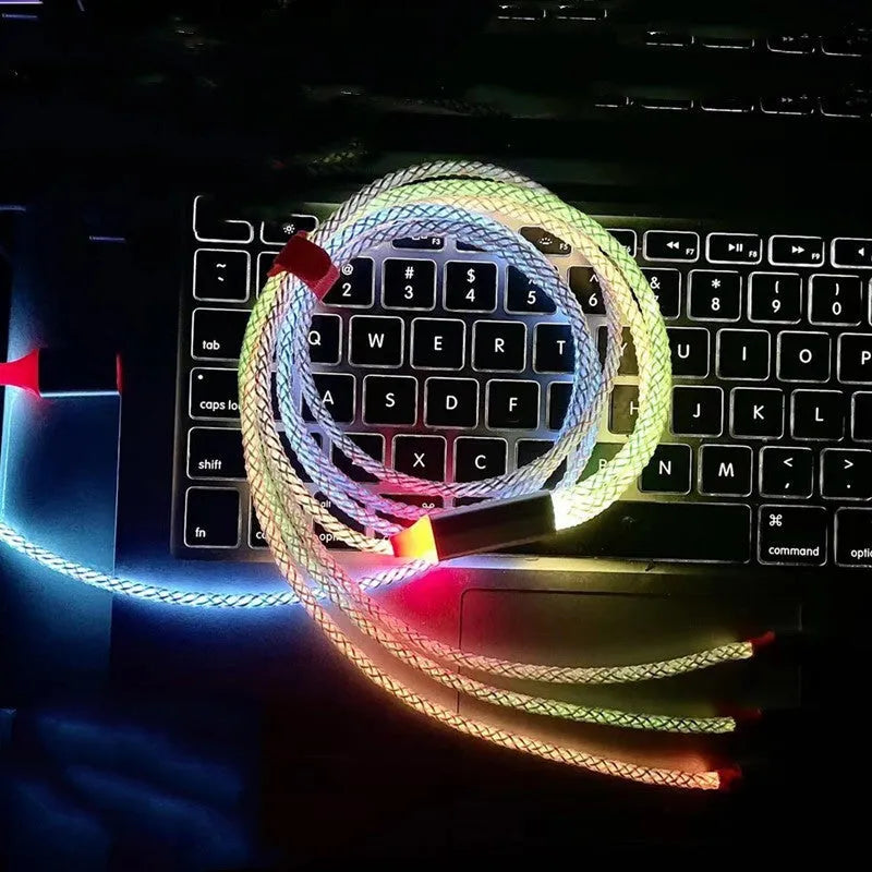 Phantom gradient colour 3-in-1 charging cable with Lightning, Micro USB, and TYPE-C connectors
