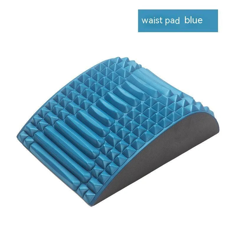 Blue EVA foam back stretcher pillow for lumbar support and acupressure massage.