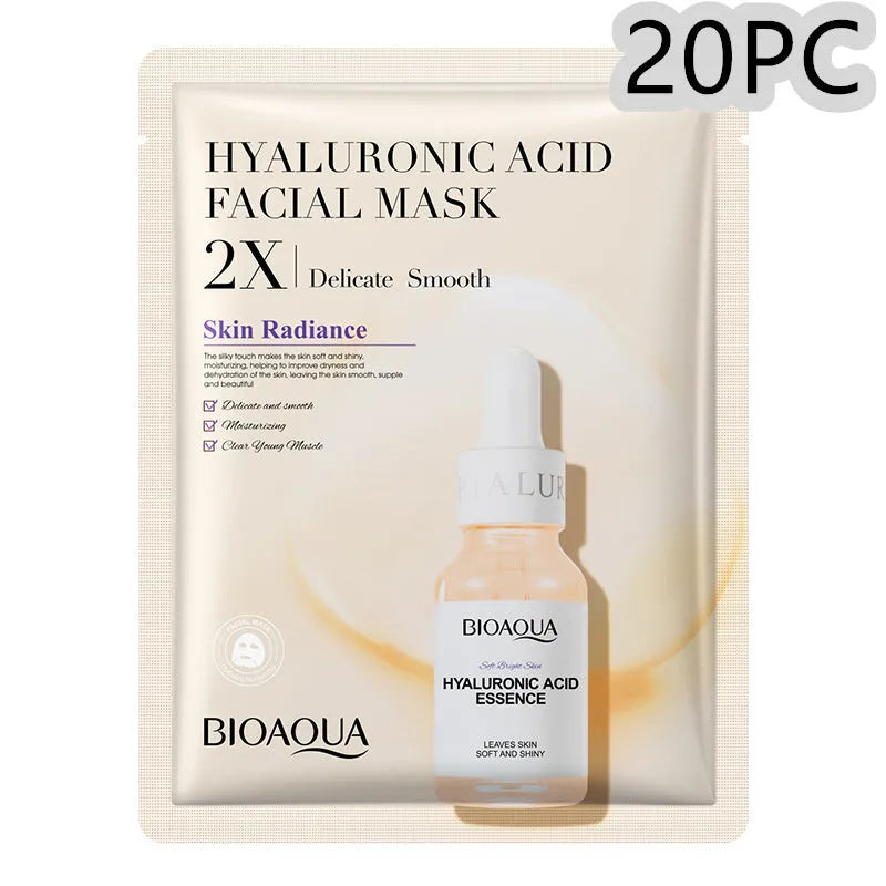 Collagen face sheet mask with 30g gel formula showing hyaluronic acid and Centella Asiatica variants