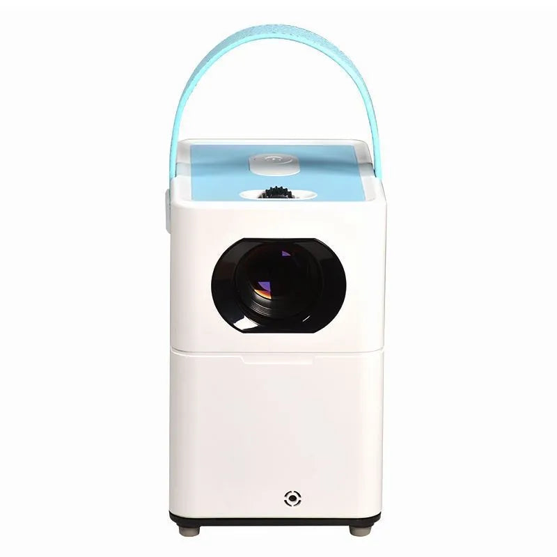 Smart Android HD home projector with remote control showing 1280x800 resolution and multiple plug options