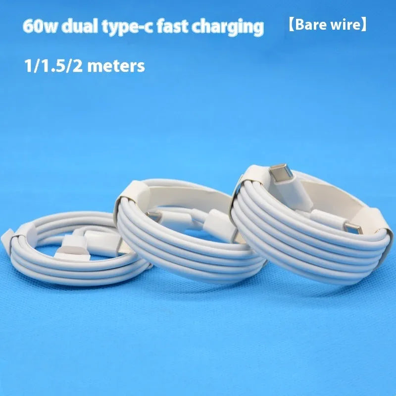 Double-headed Type-C data cable 5W fast charge line white 1m TPE for smartphones