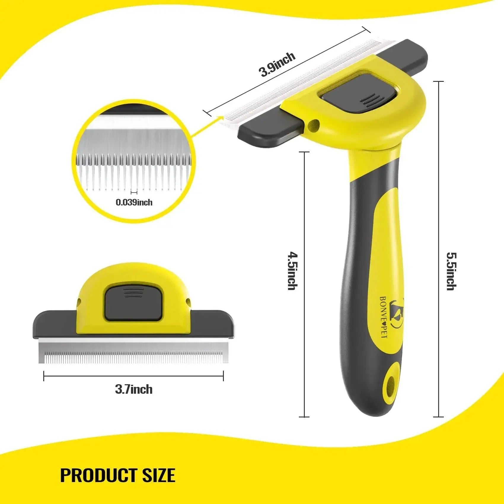 Blue pet grooming comb with removable stainless steel teeth for dog hair removal